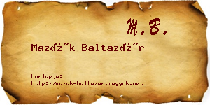 Mazák Baltazár névjegykártya